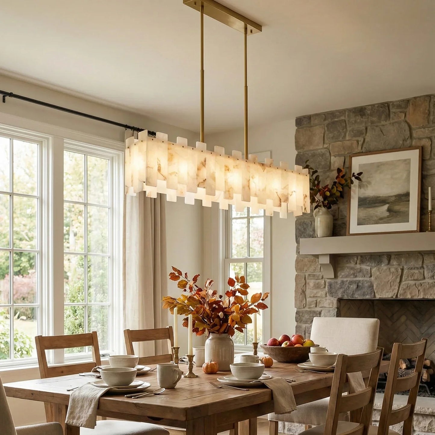 Rectangle Alabaster Irregular Chandelier