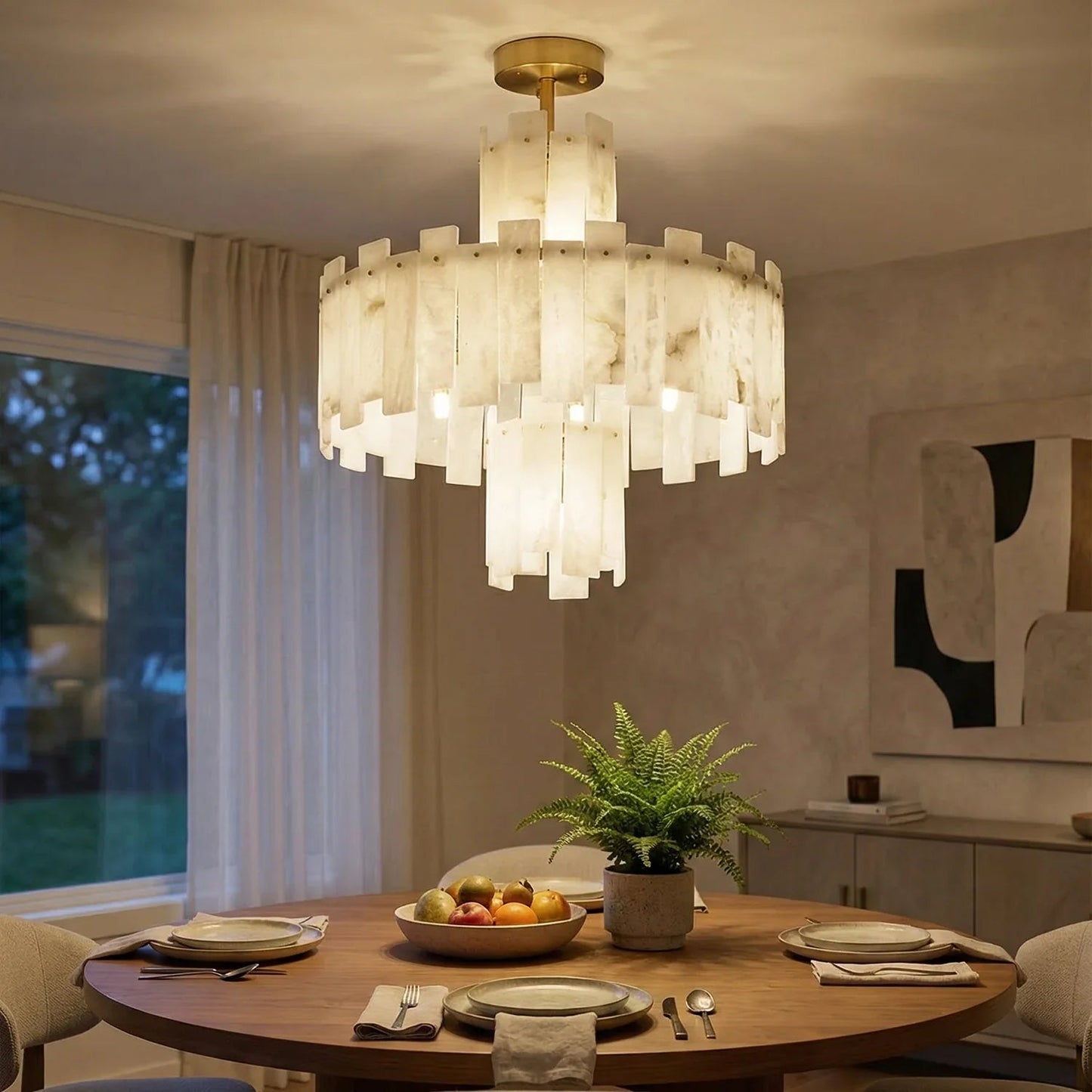 Rectangle Alabaster Irregular Chandelier