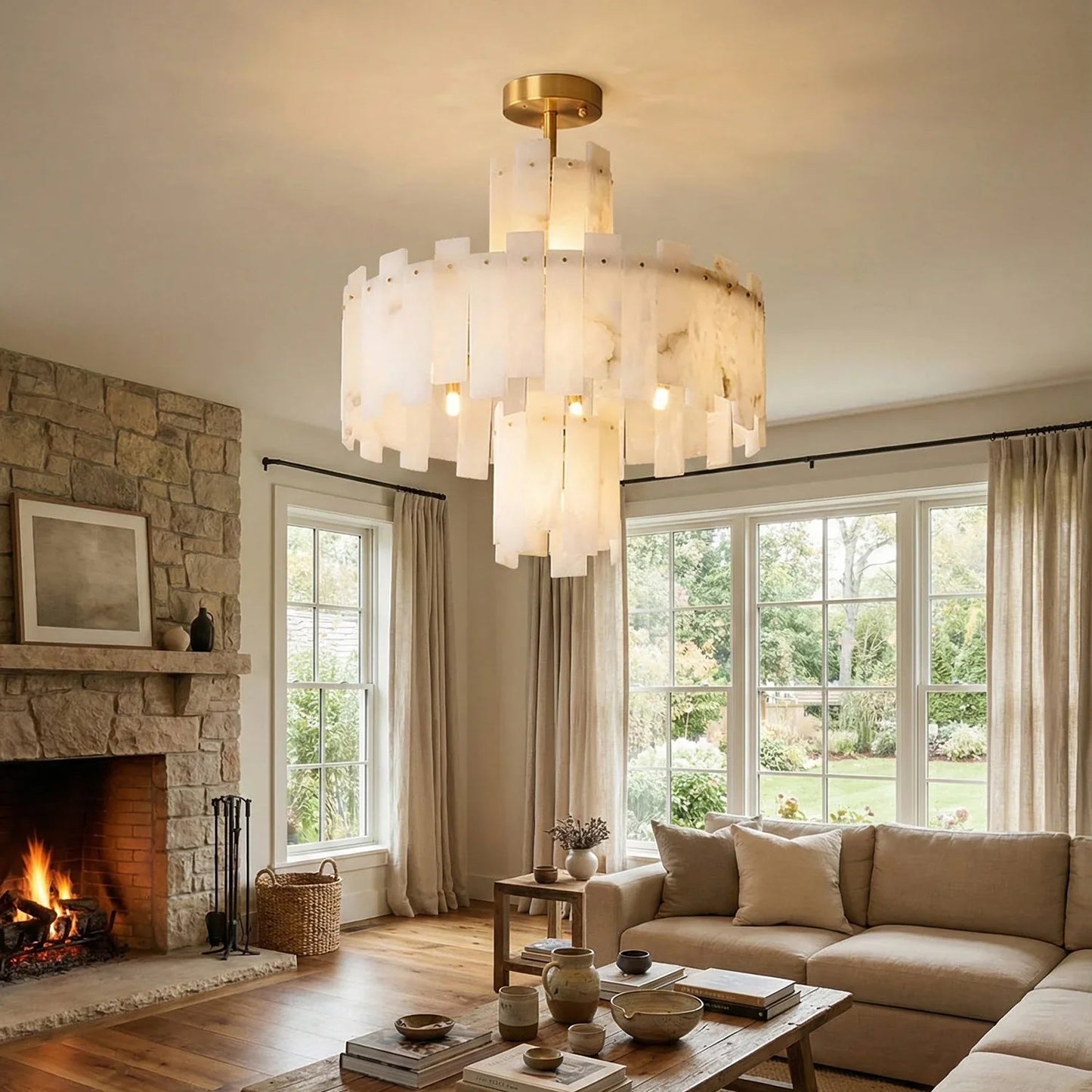 Rectangle Alabaster Irregular Chandelier