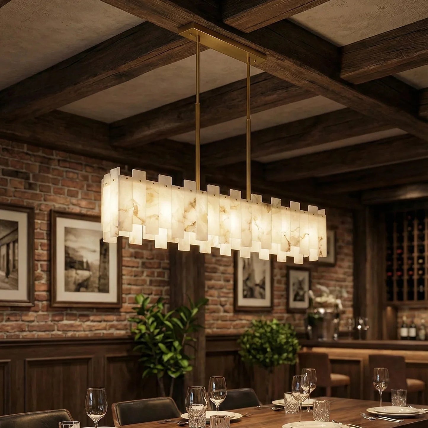 Rectangle Alabaster Irregular Chandelier