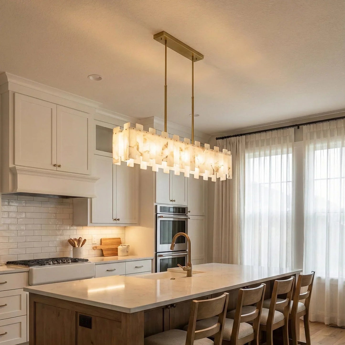 Rectangle Alabaster Irregular Chandelier