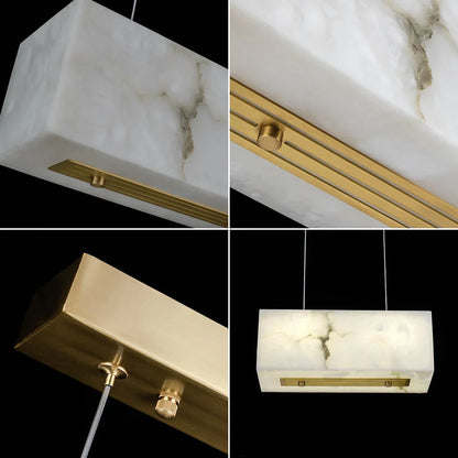 Rectangular Alabaster Box Shaped Pendant Lamp