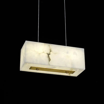 Rectangular Alabaster Box Shaped Pendant Lamp