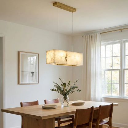 Rectangular Alabaster Box Shaped Pendant Lamp