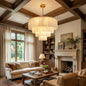 Rectangular Alabaster Multi Layered Round Chandelier