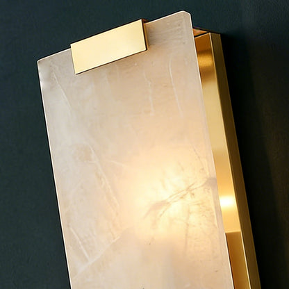 Rectangular Natural Alabaster Wall Sconce