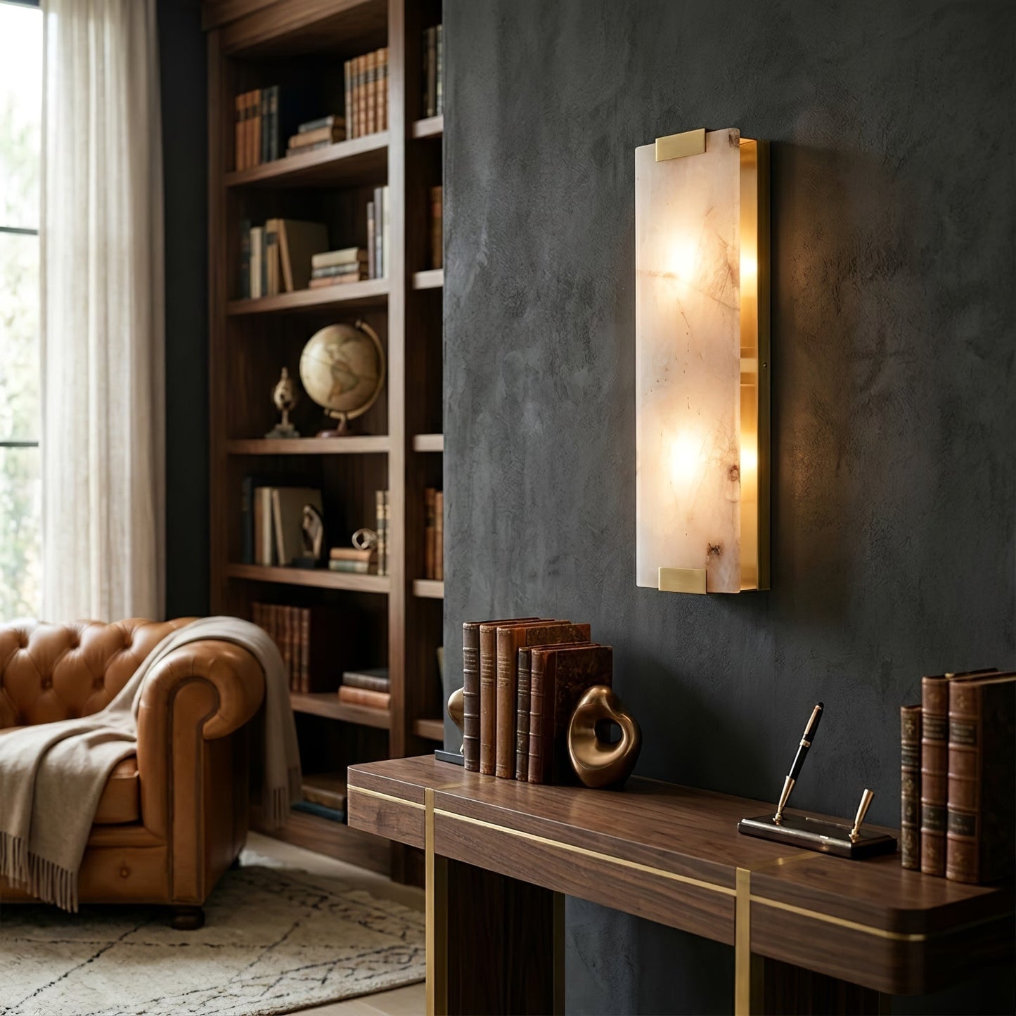 Rectangular Natural Alabaster Wall Sconce
