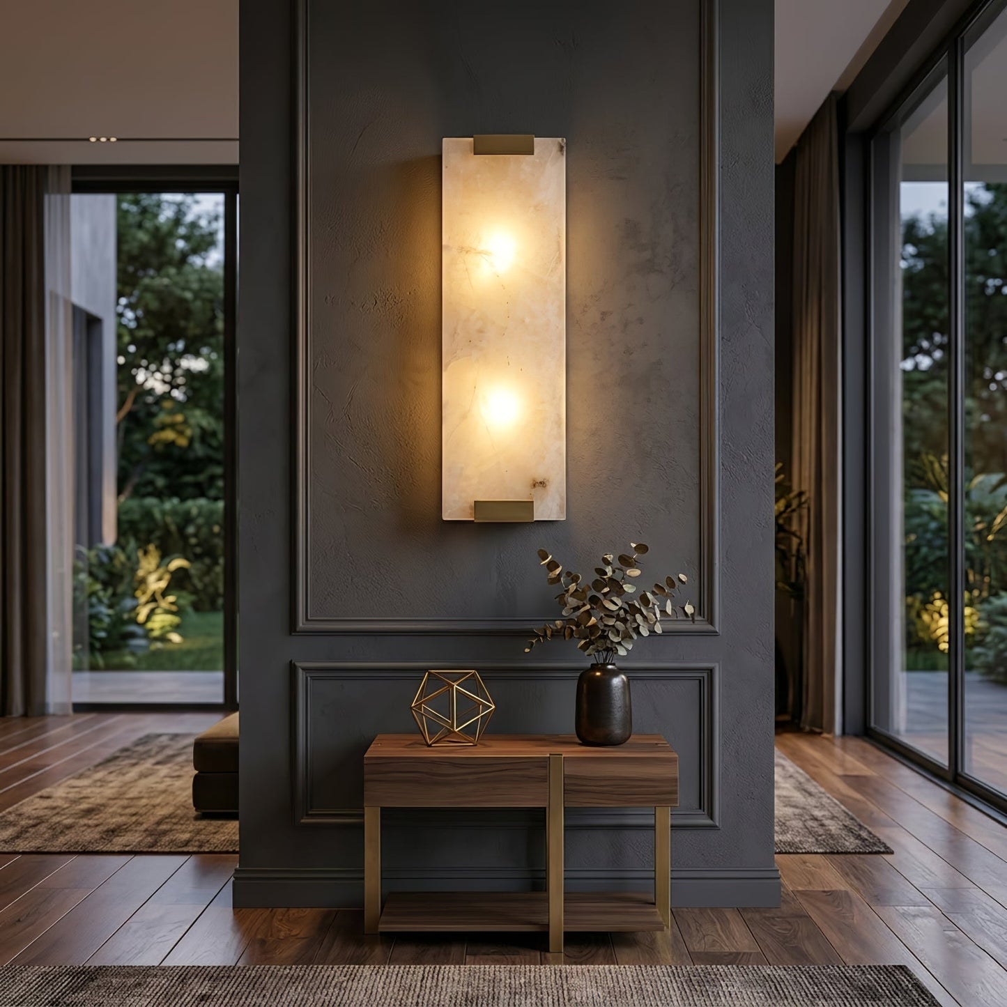 Rectangular Natural Alabaster Wall Sconce