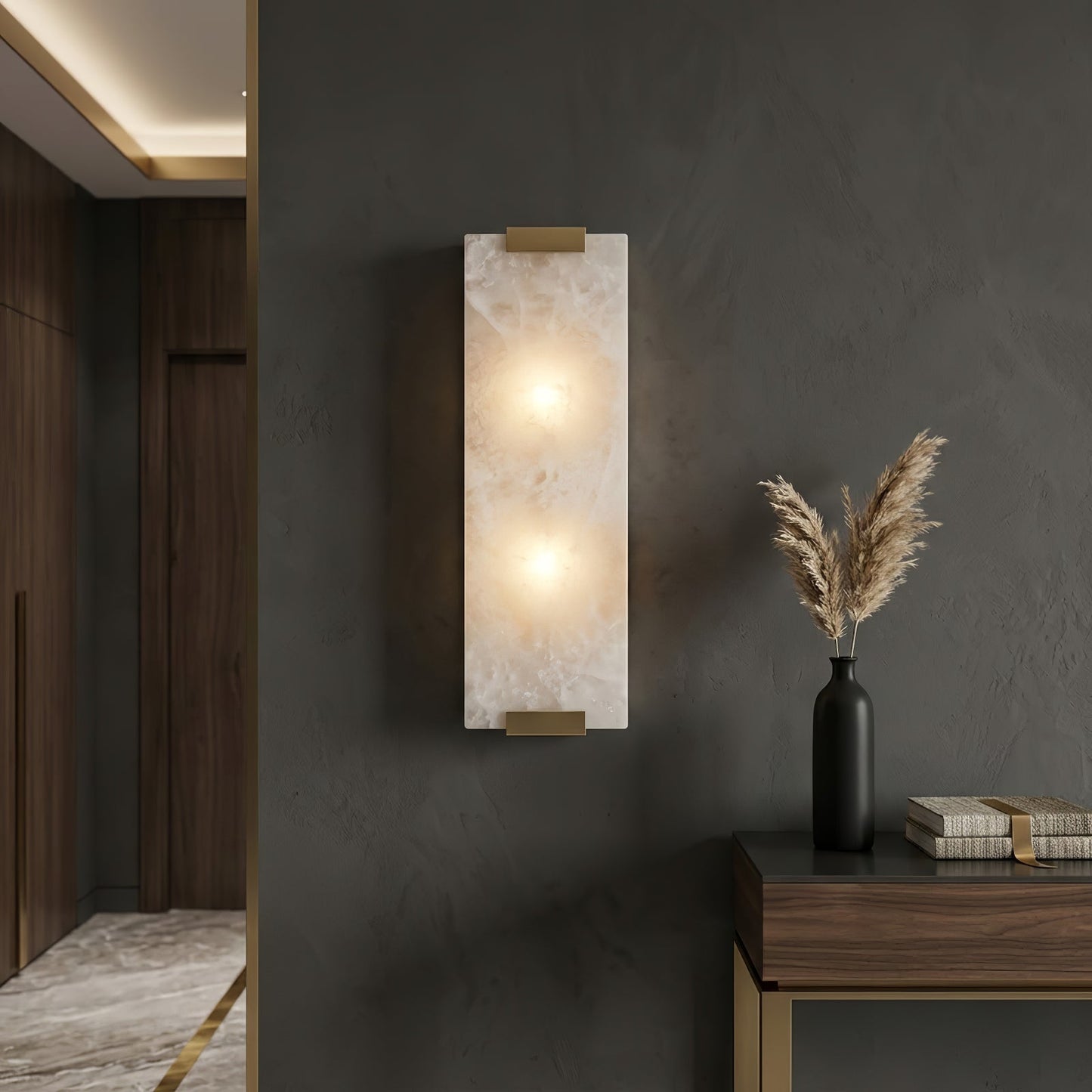 Rectangular Natural Alabaster Wall Sconce