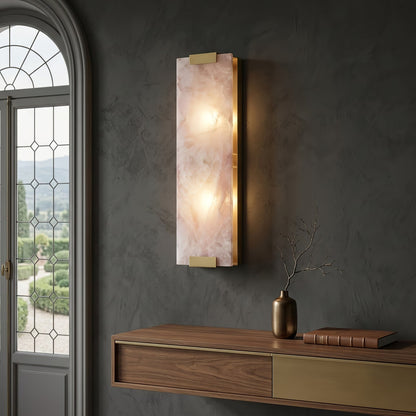 Rectangular Natural Alabaster Wall Sconce