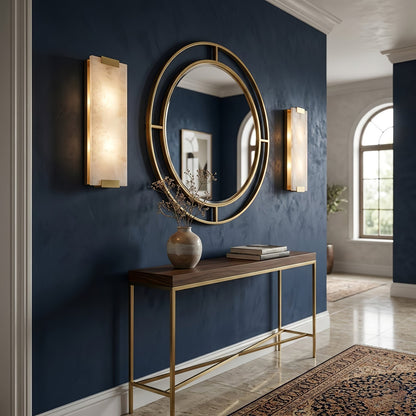 Rectangular Natural Alabaster Wall Sconce