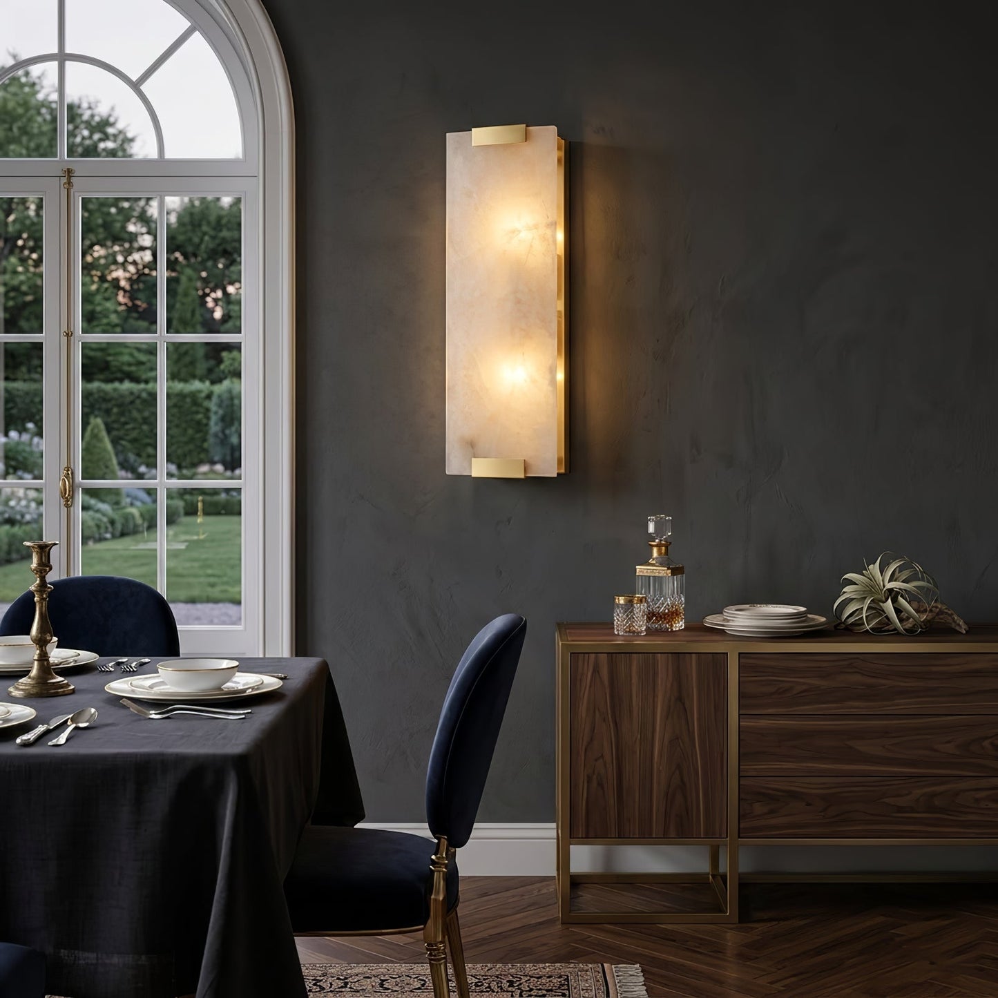 Rectangular Natural Alabaster Wall Sconce