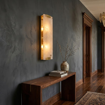 Rectangular Natural Alabaster Wall Sconce