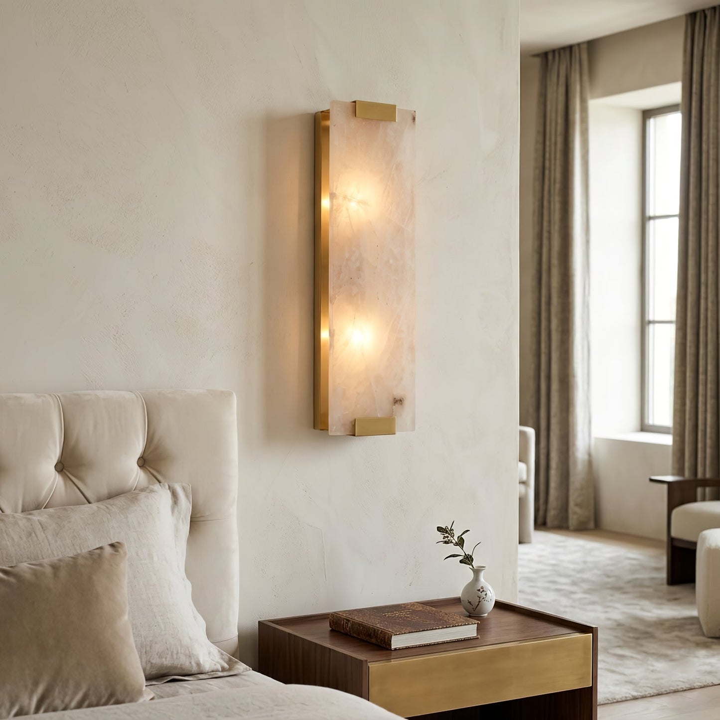 Rectangular Natural Alabaster Wall Sconce