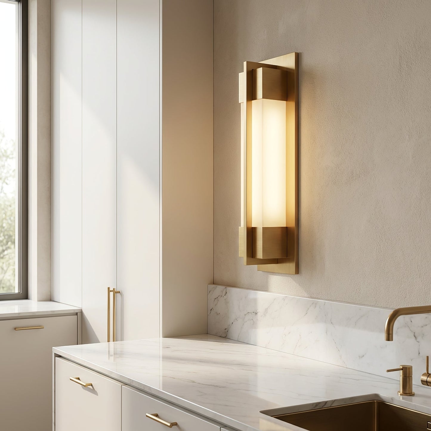 Rectangular Brass Resin LED Wall Lamp
