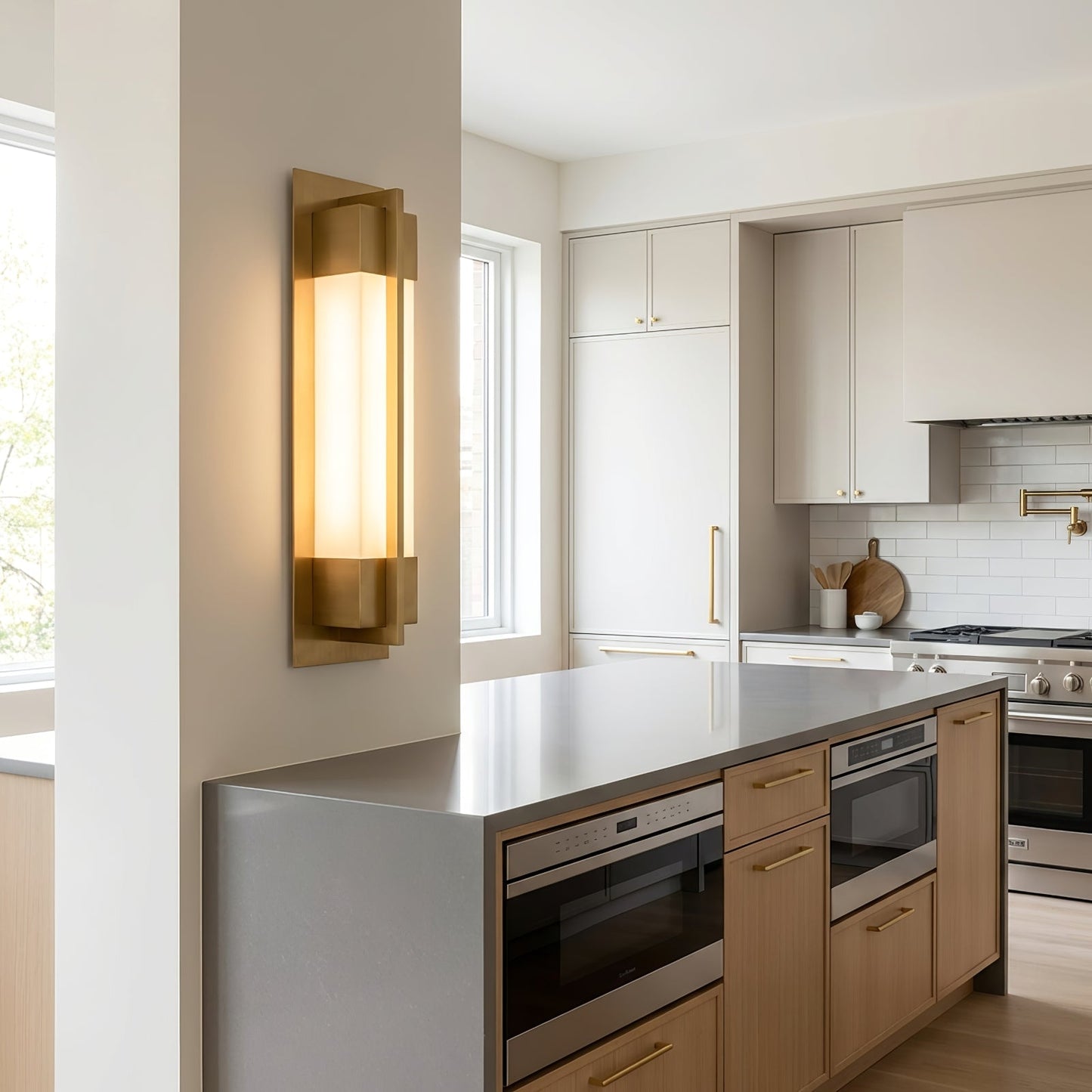 Rectangular Brass Resin LED Wall Lamp