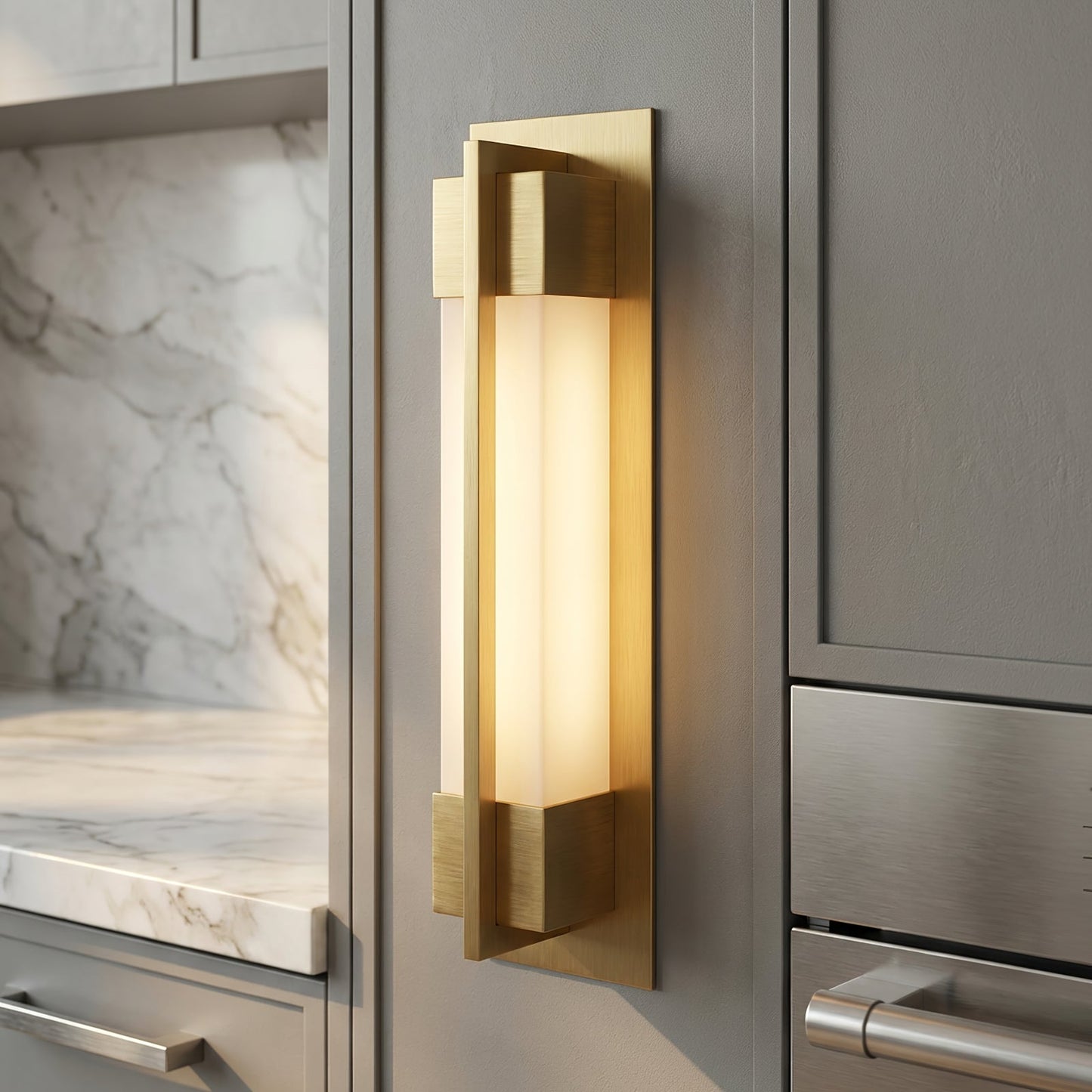 Rectangular Brass Resin LED Wall Lamp