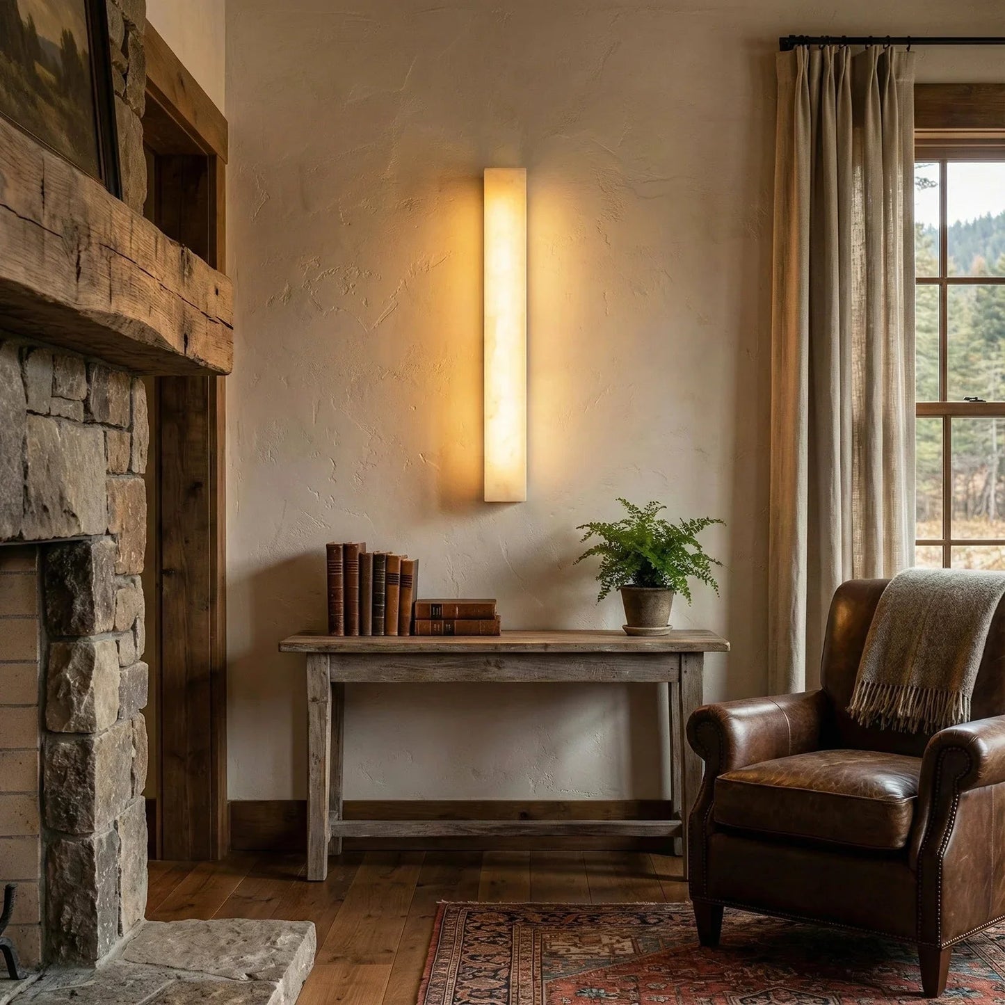 Rectangular Tubular Alabaster Wall Lamp