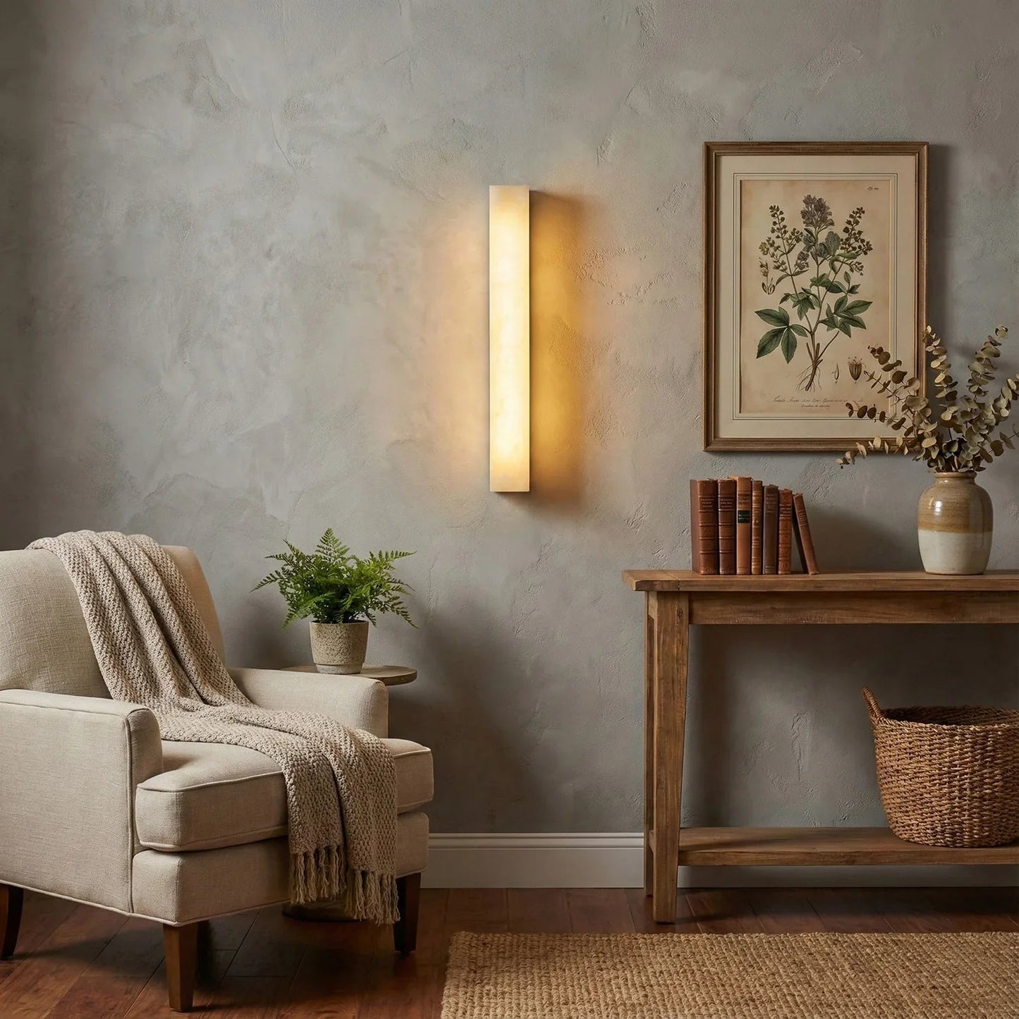 Rectangular Tubular Alabaster Wall Lamp