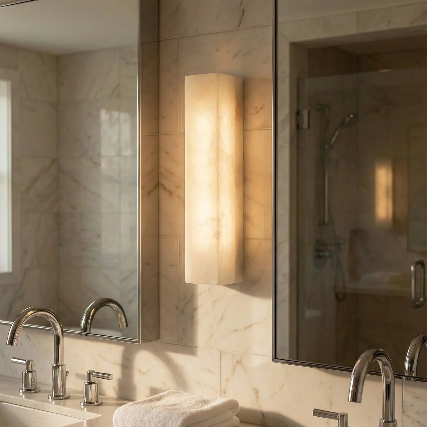 Rectangular Tubular Alabaster Wall Lamp