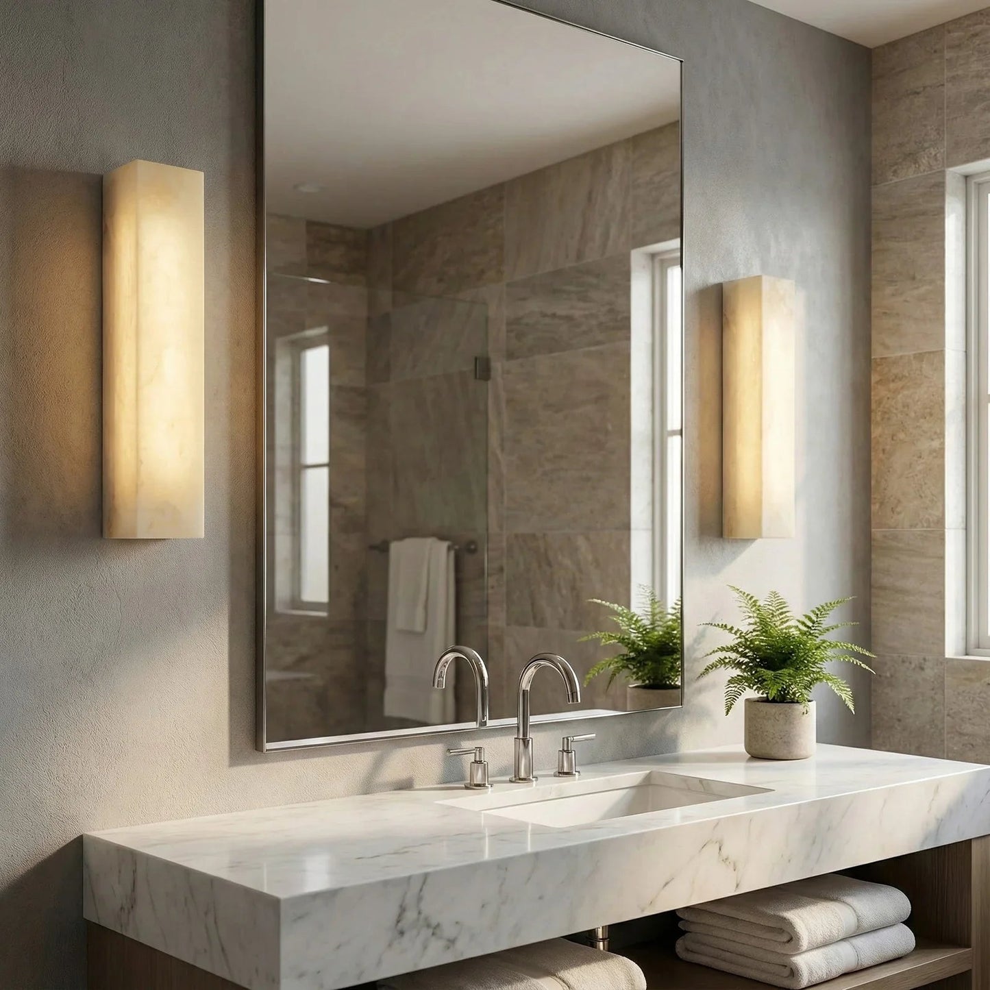 Rectangular Tubular Alabaster Wall Lamp