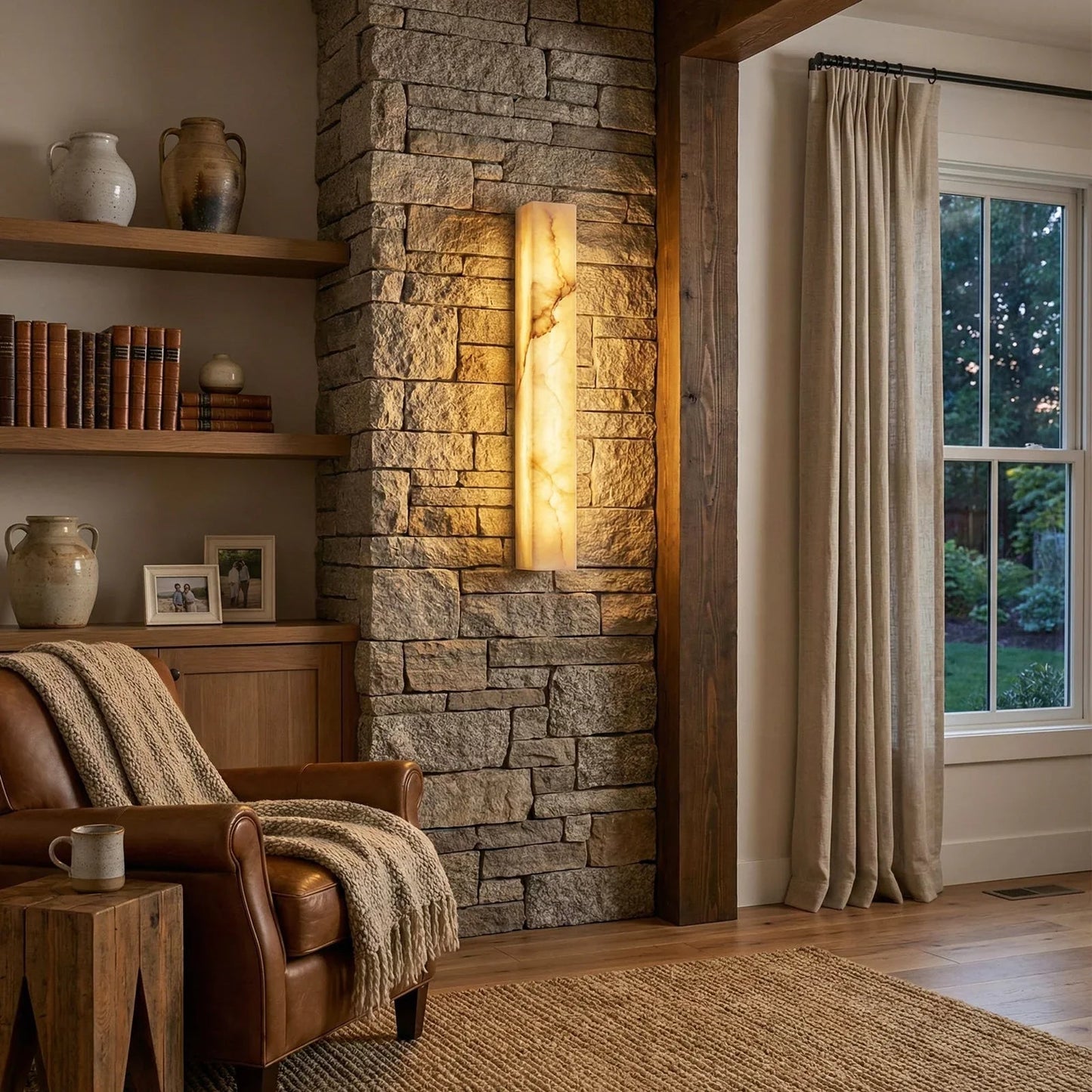 Rectangular Tubular Alabaster Wall Lamp