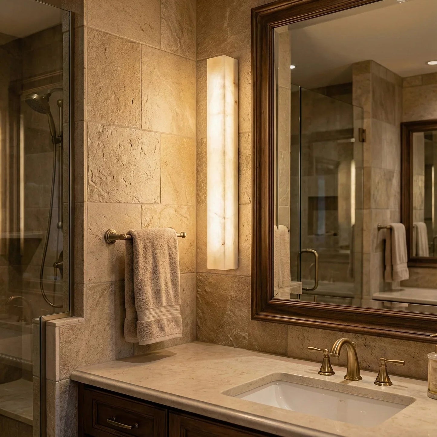 Rectangular Tubular Alabaster Wall Lamp