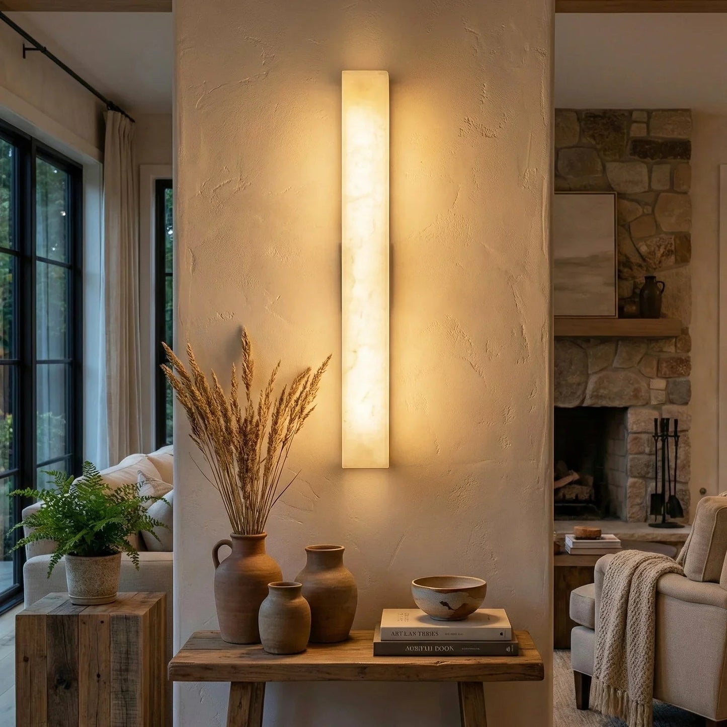 Rectangular Tubular Alabaster Wall Lamp