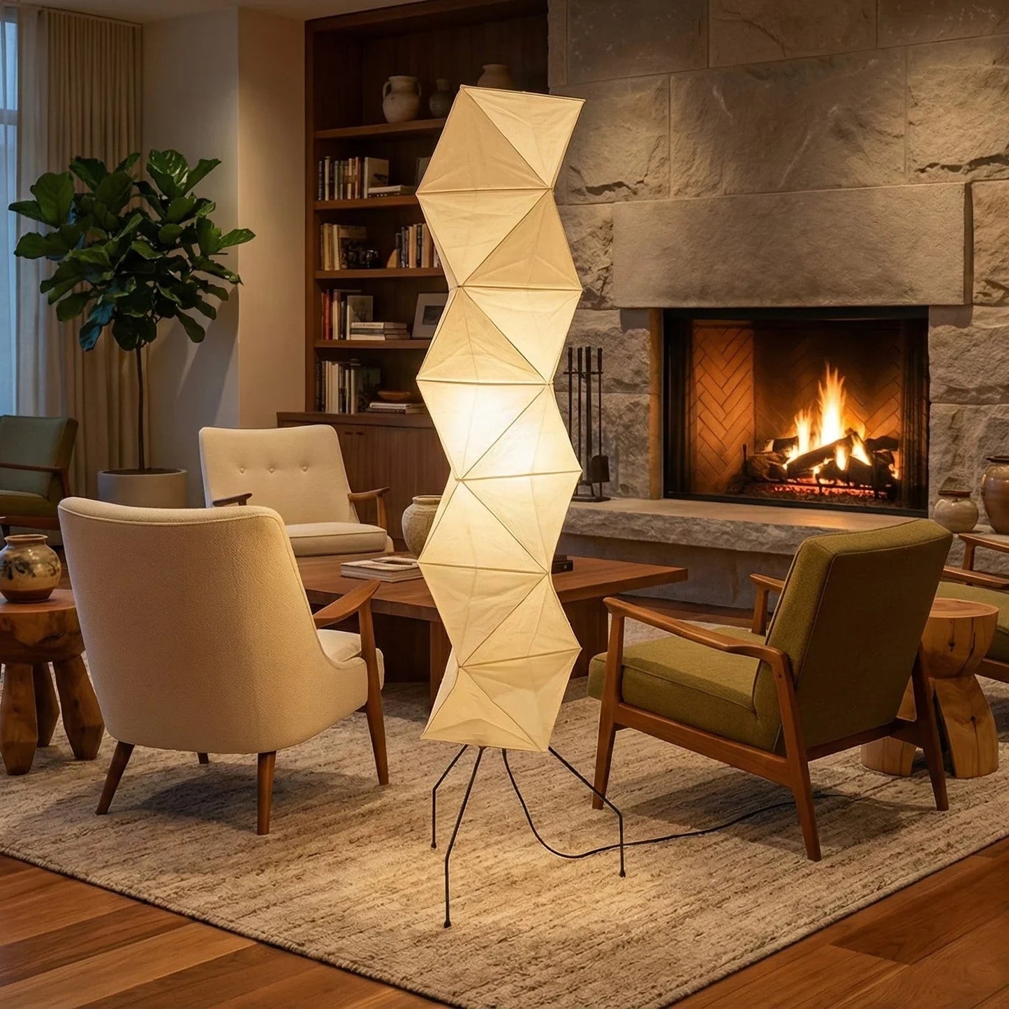 Akari Rhombus Origami UF4-L8 Floor Lamp