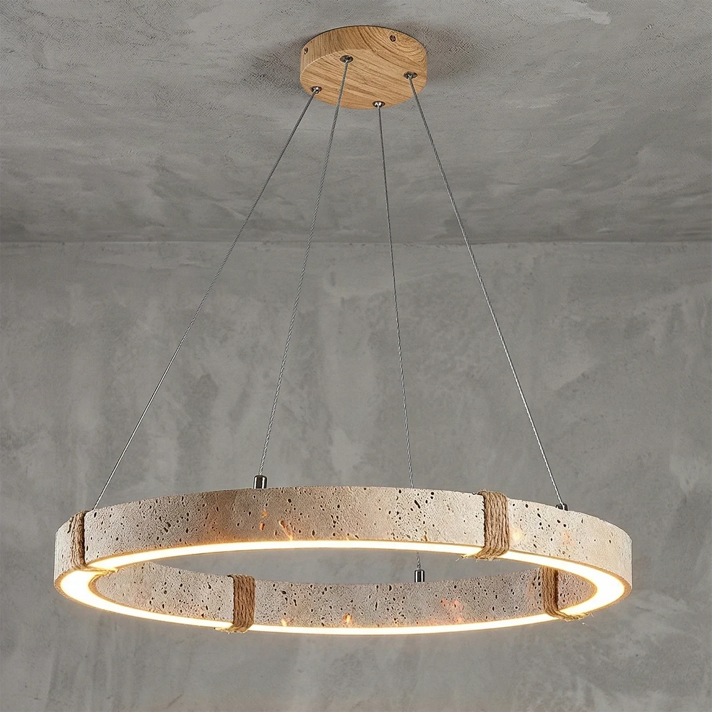 Ringor Minimalist Round Travertine Chandelier