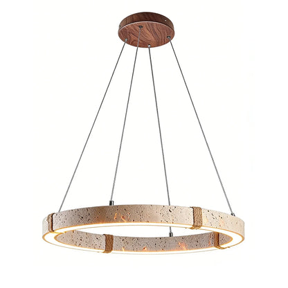 Ringor Minimalist Round Travertine Chandelier