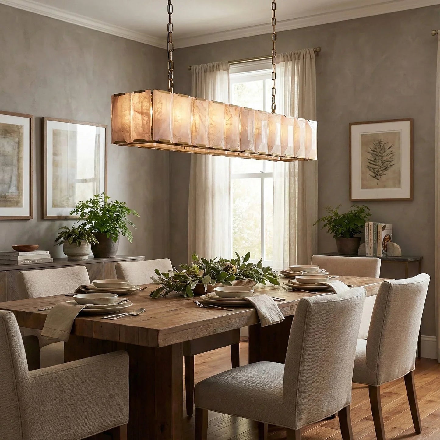 Round Alabaster Calcite Chandelier