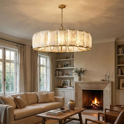 Round Alabaster Calcite Chandelier