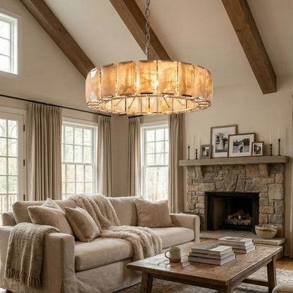 Round Alabaster Calcite Chandelier