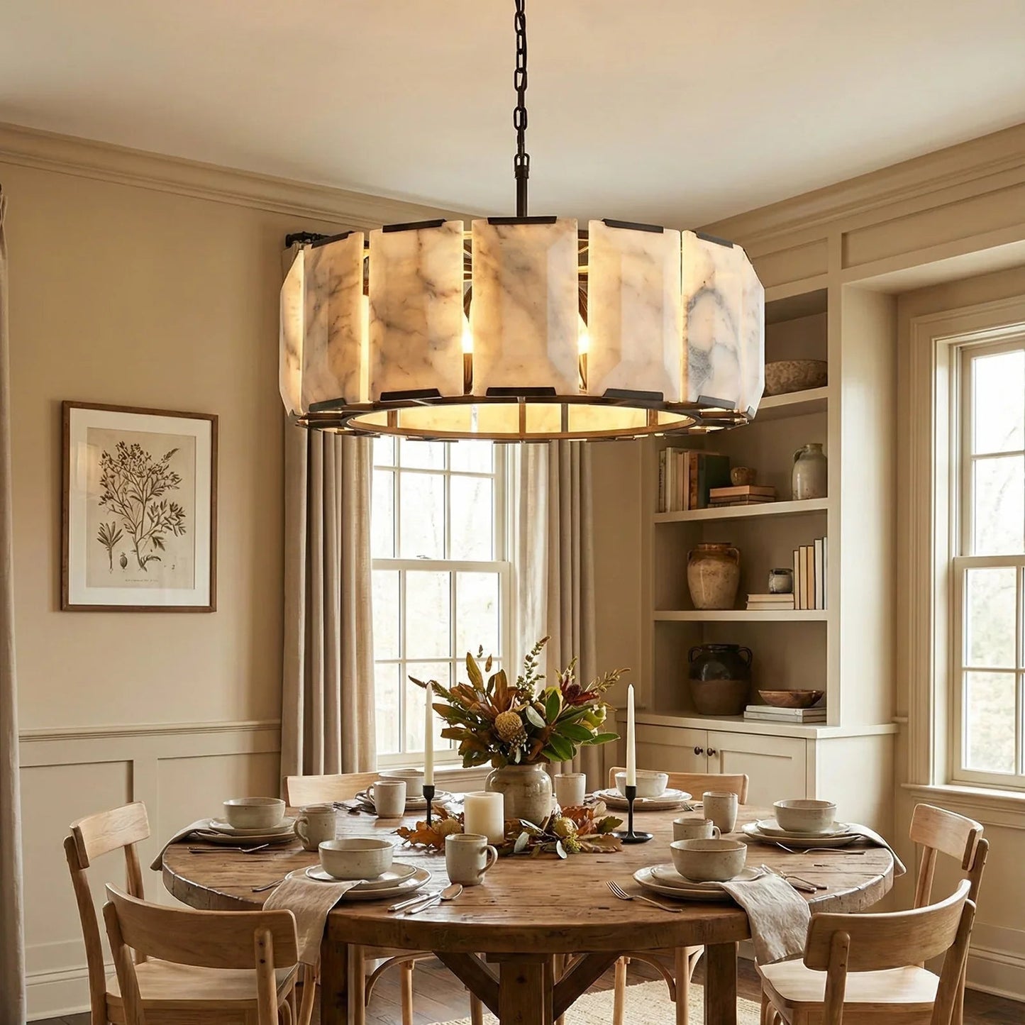 Round Alabaster Calcite Chandelier