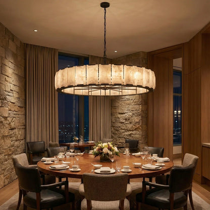 Round Alabaster Calcite Chandelier