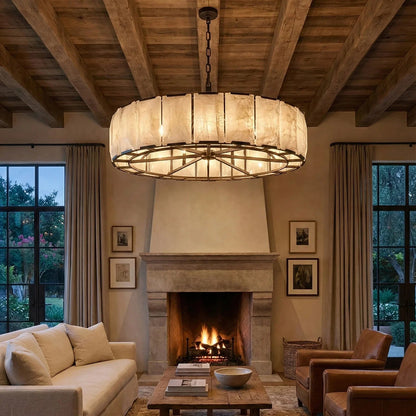 Round Alabaster Calcite Chandelier