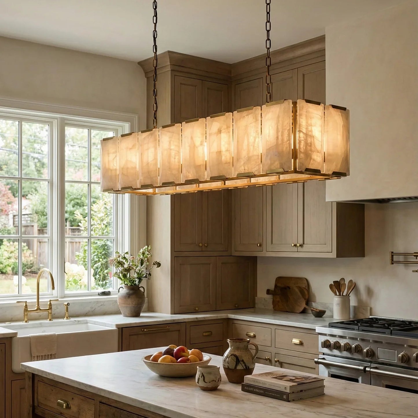 Round Alabaster Calcite Chandelier