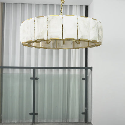 Round Alabaster Calcite Chandelier