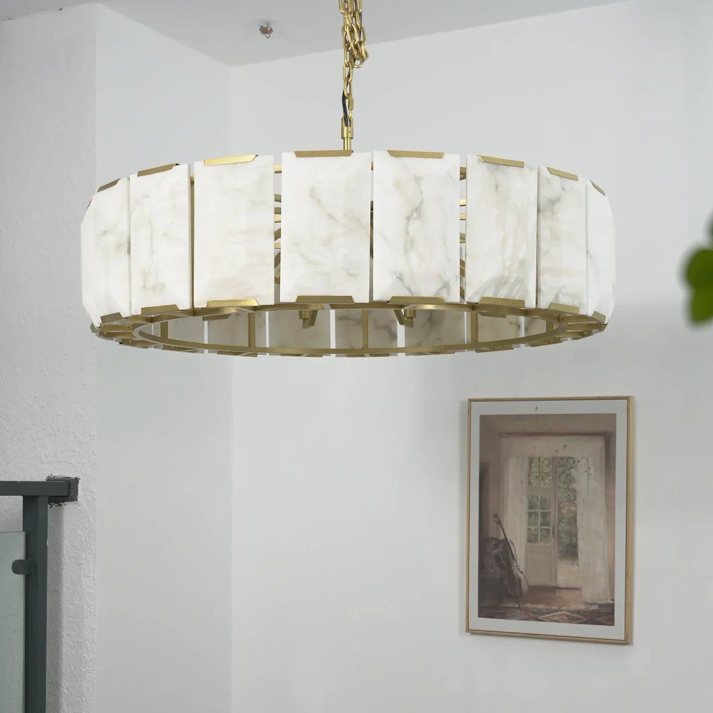 Round Alabaster Calcite Chandelier