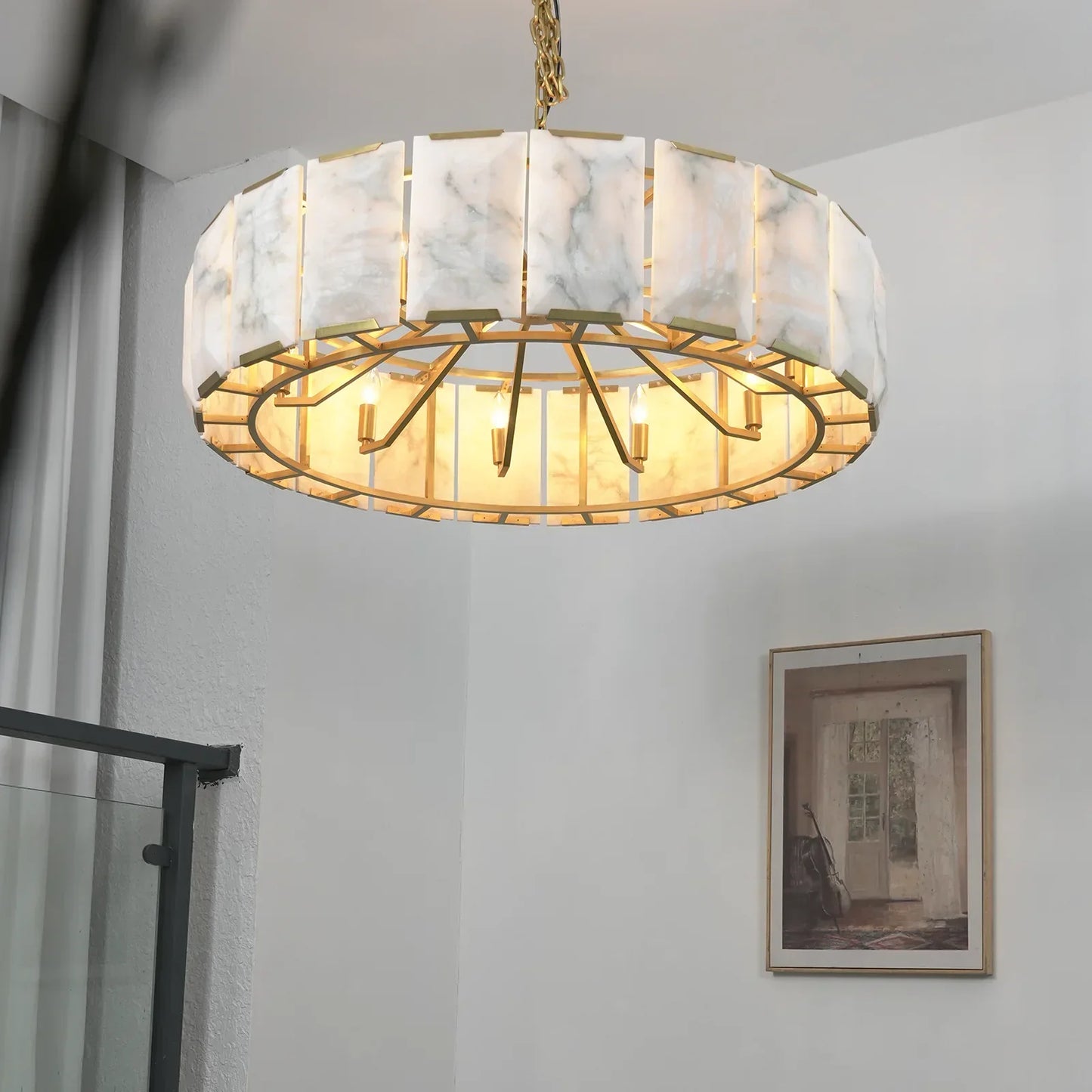 Round Alabaster Calcite Chandelier