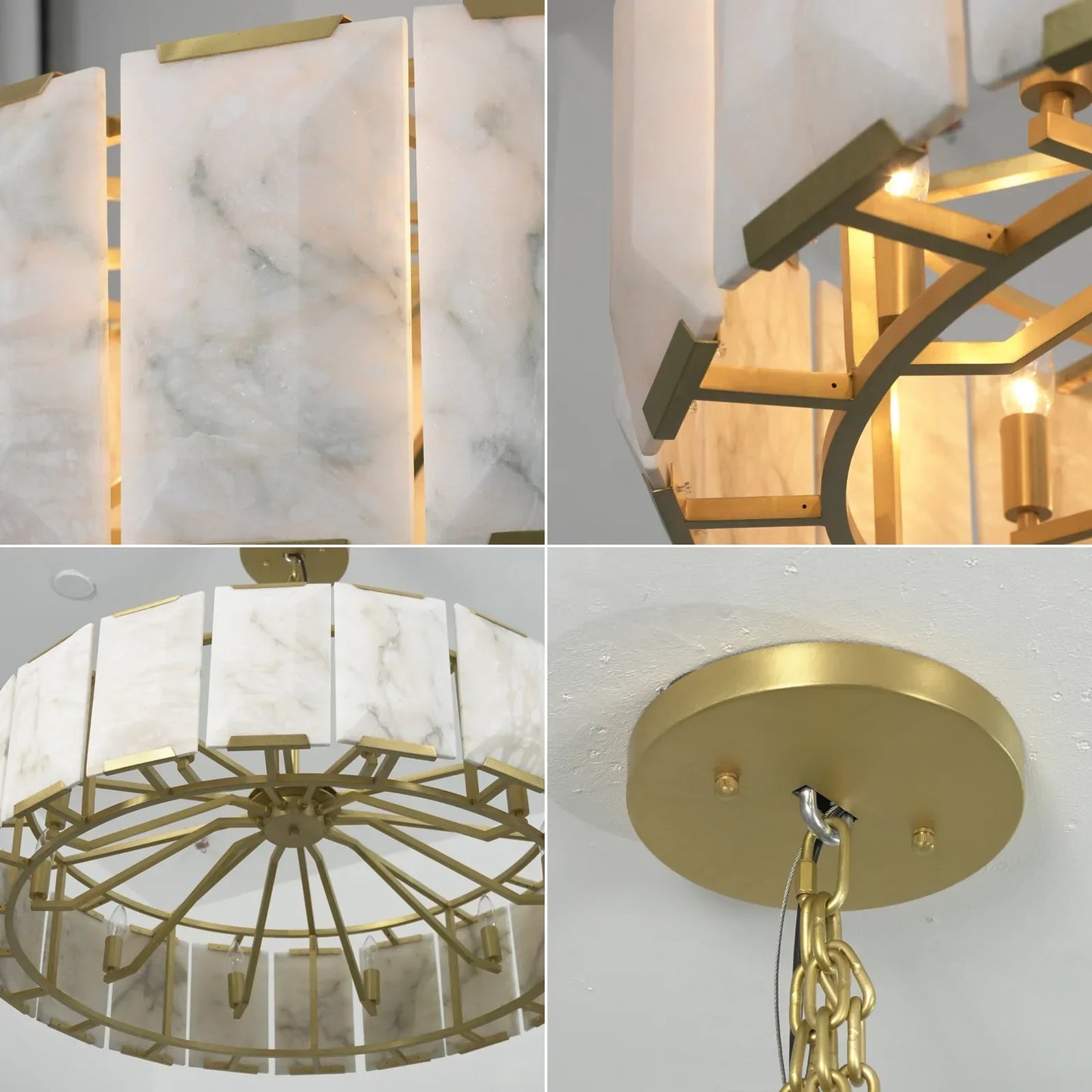Round Alabaster Calcite Chandelier
