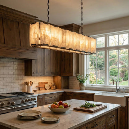 Round Alabaster Calcite Chandelier