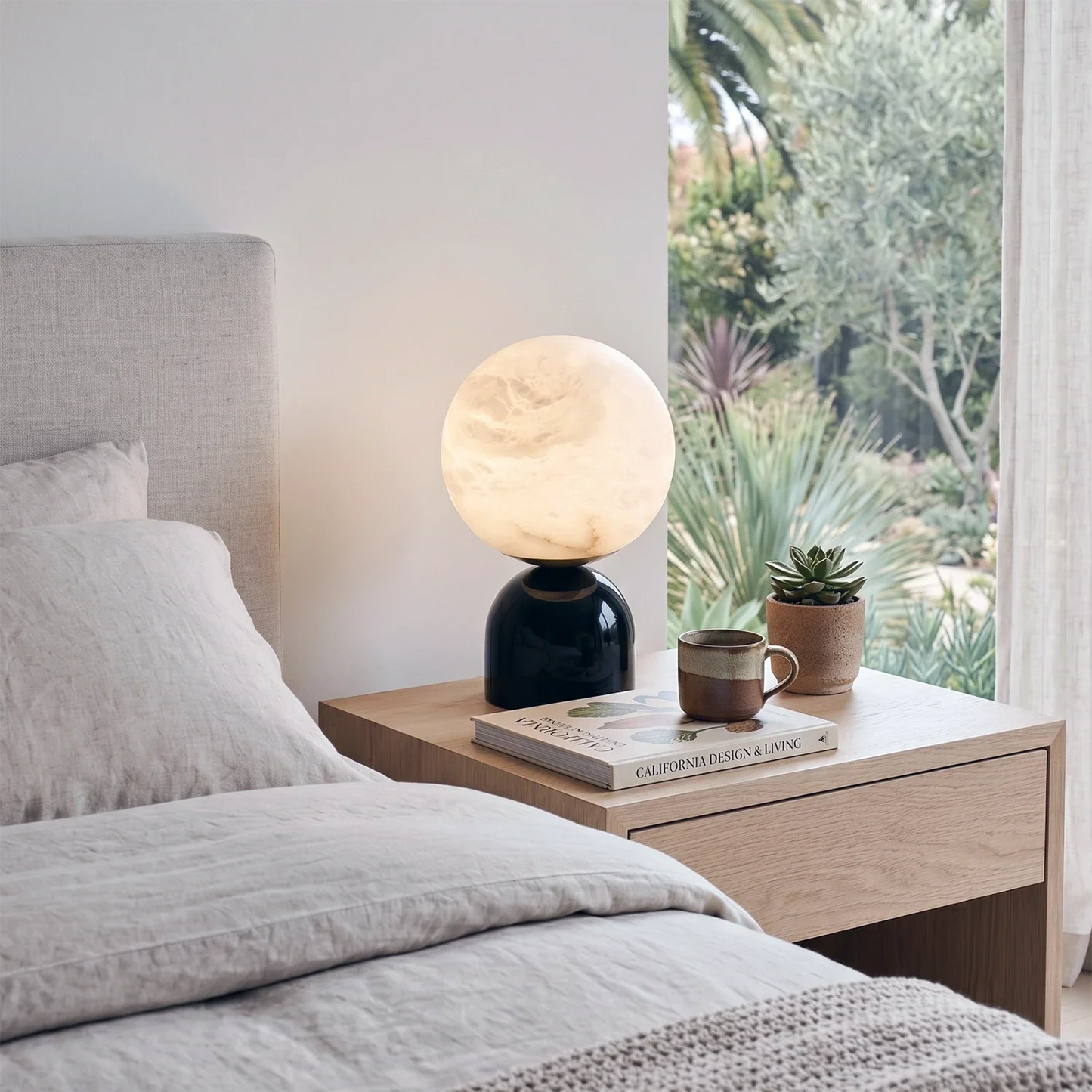Round Alabaster Table Lamp