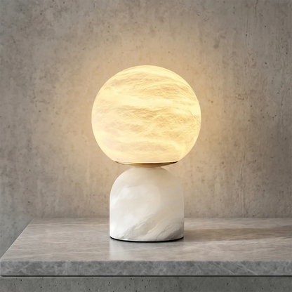 Round Alabaster Table Lamp