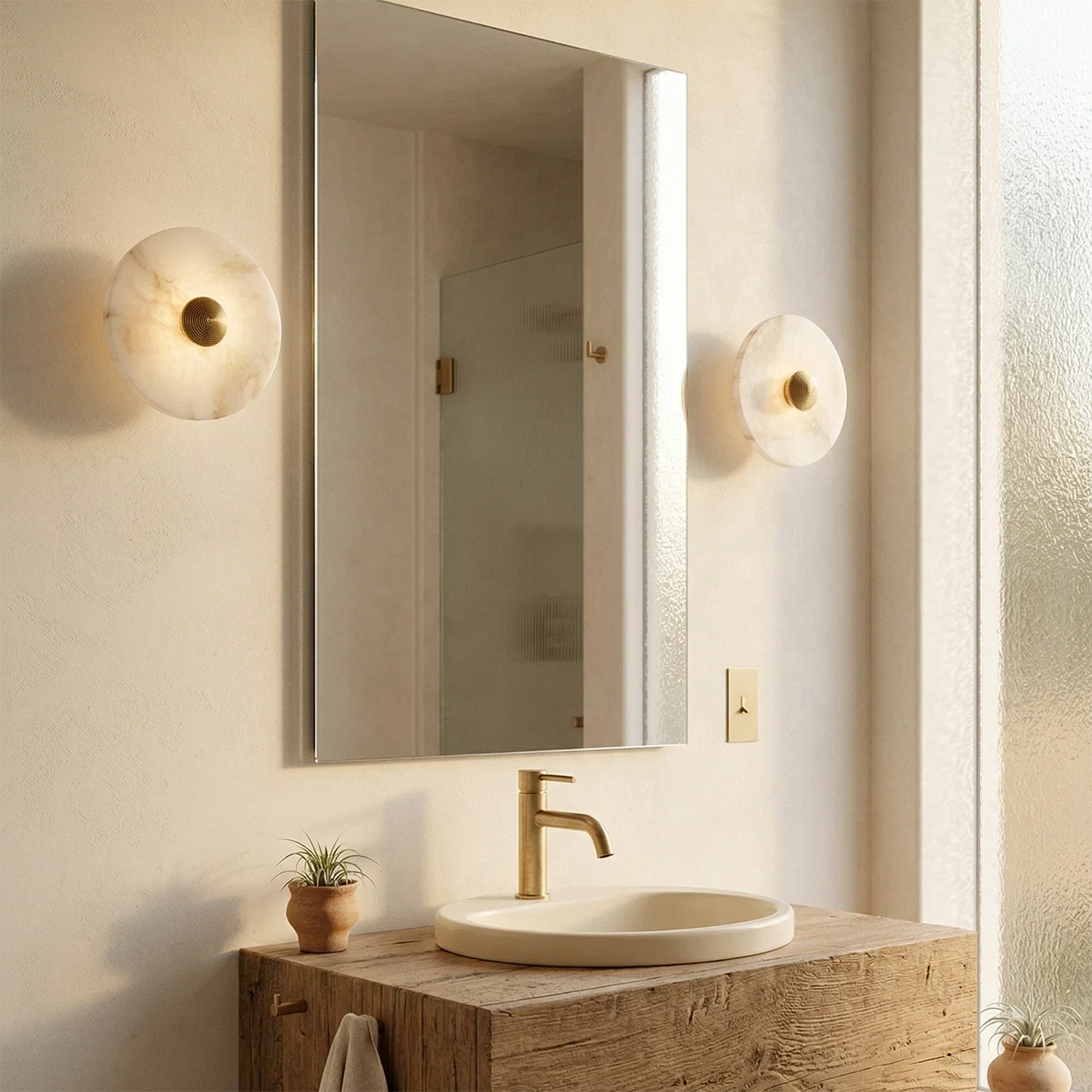 Round Alabaster Wall Lamp