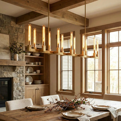 Round Brass Linear Chandelier