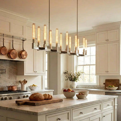 Round Brass Linear Chandelier