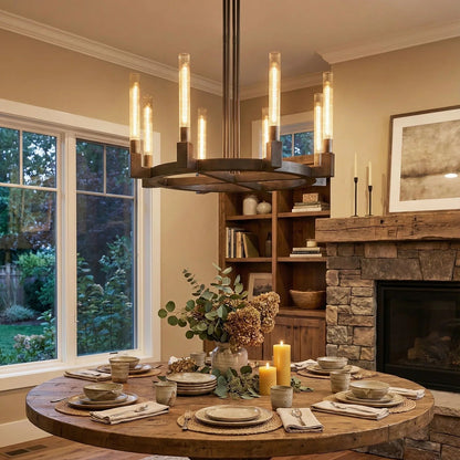 Round Brass Linear Chandelier