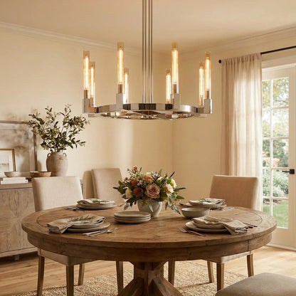 Round Brass Linear Chandelier